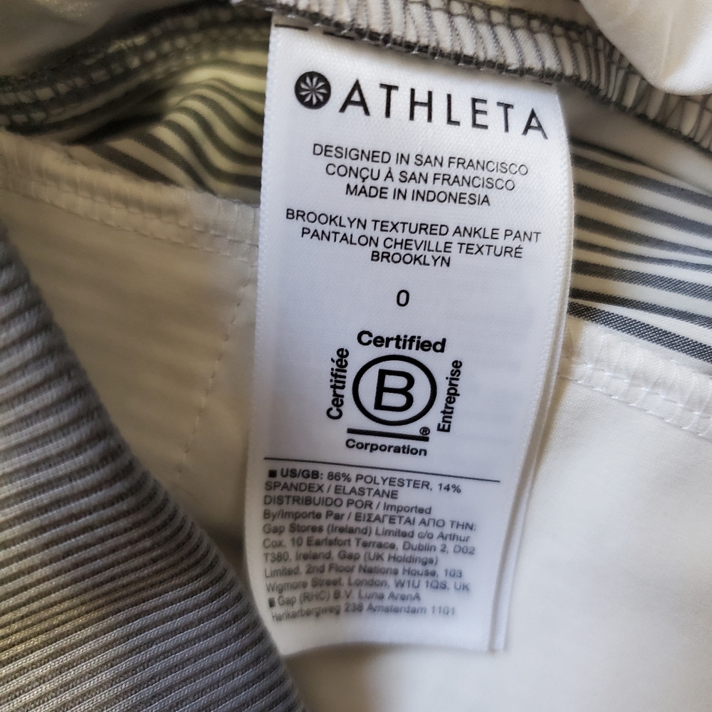 Athleta Brooklyn Striped High Rise Ankle Pants Size 0 - Picture 10 of 11